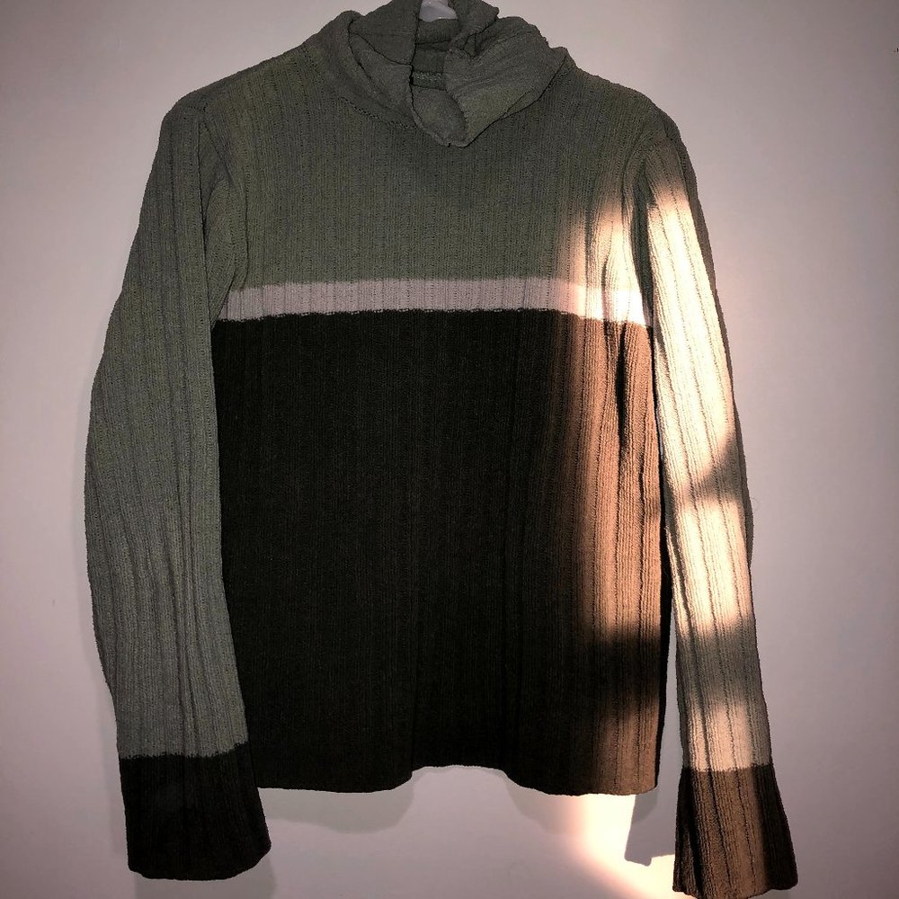 Striped Green Turtleneck Sweater